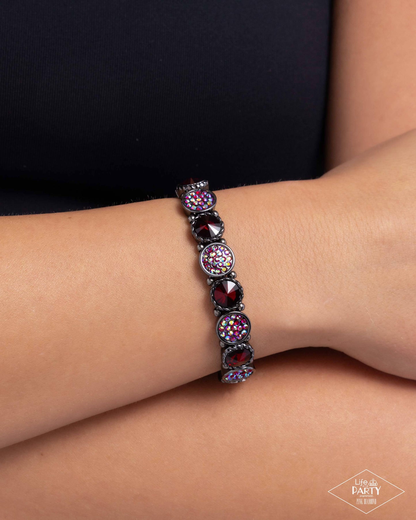 Timelessly Twinkling - Red - Paparazzi Necklace and Take A Moment To Reflect Red Bracelet