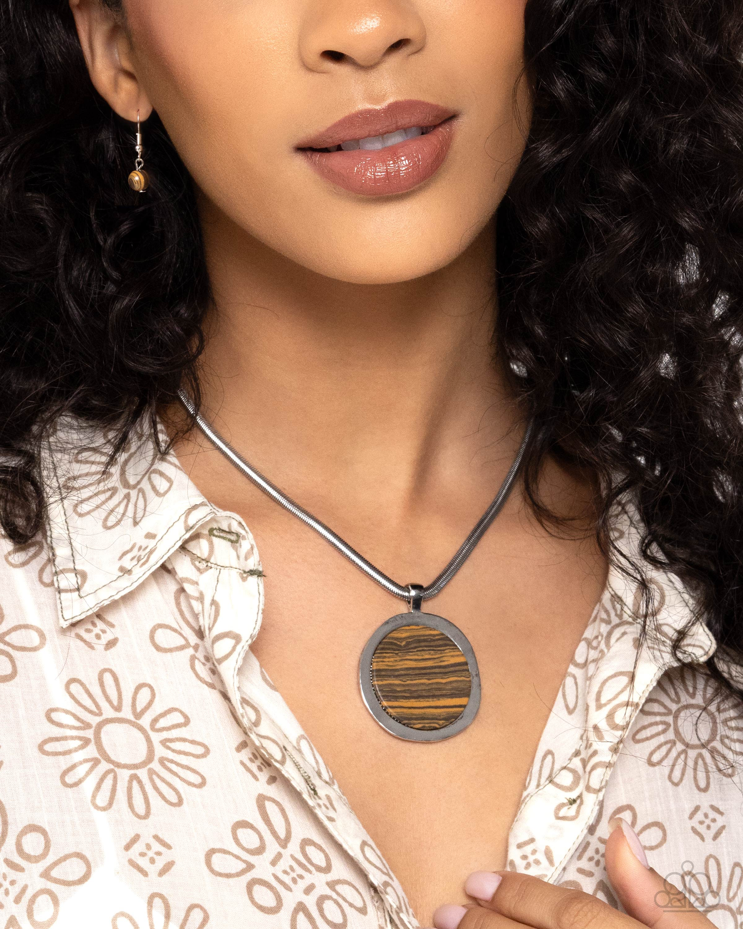 Pendant Puzzle - Brown Necklace and Pendant Paradox - Brown Earrings