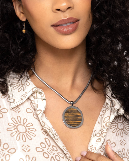 Pendant Puzzle - Brown Necklace and Pendant Paradox - Brown Earrings