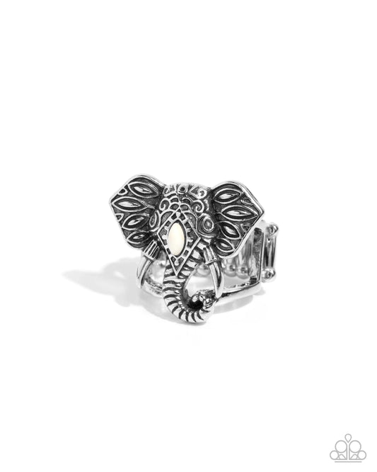 Elephant Erudite - White - Paparazzi Ring