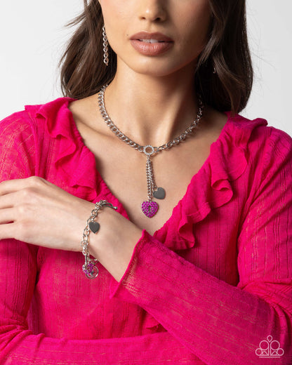Momentary Bliss Pink and Momentary Balance Pink Bracelet - Paparazzi Necklace and Bracelet Set