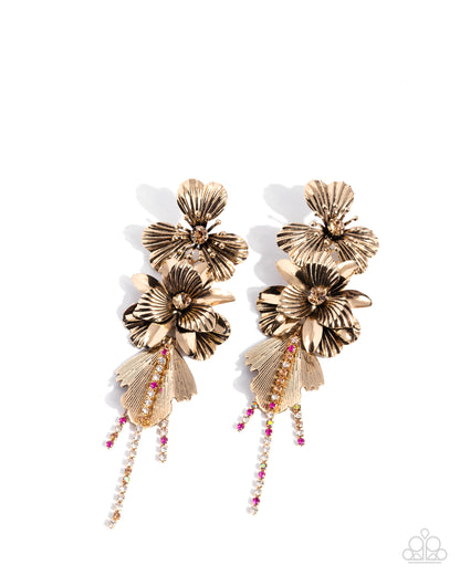 Classical Cadenza - Gold - Paparazzi Earrings