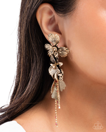 Classical Cadenza - Gold - Paparazzi Earrings