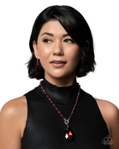 Teardrop Tale - Red - Paparazzi Necklace