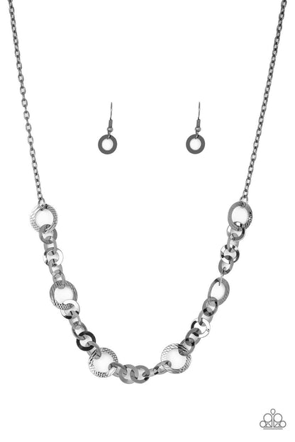 Move It On Over - Black Necklace and Modern Movement - Black Bracelet Set