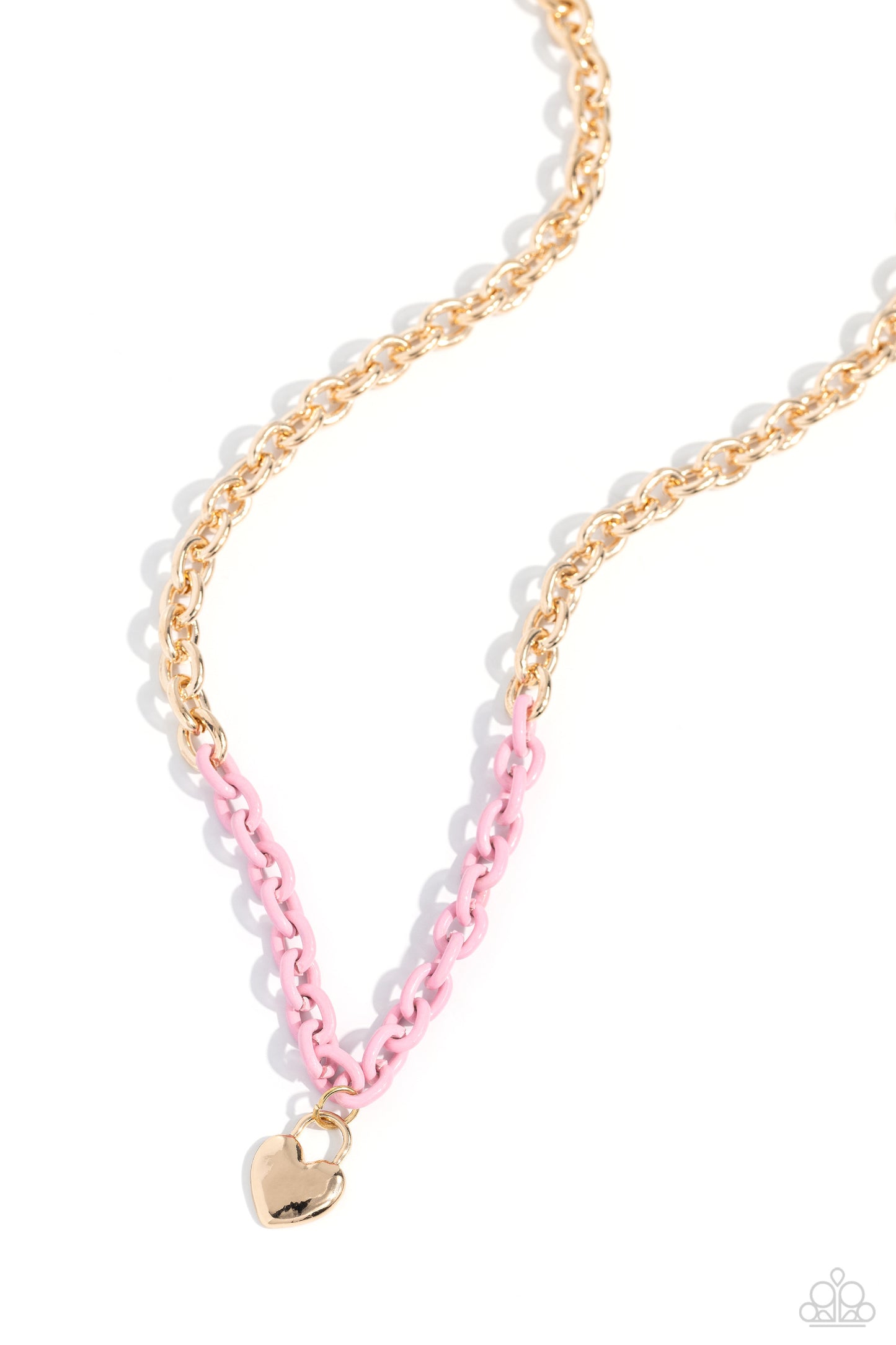 Locked Down - Pink Necklace and Locked and Loved - Pink - Paparazzi Necklace and Bracelet Set