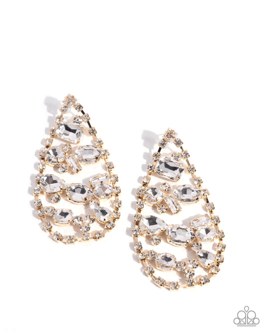 Giant Glitter - Gold - Paparazzi Earrings