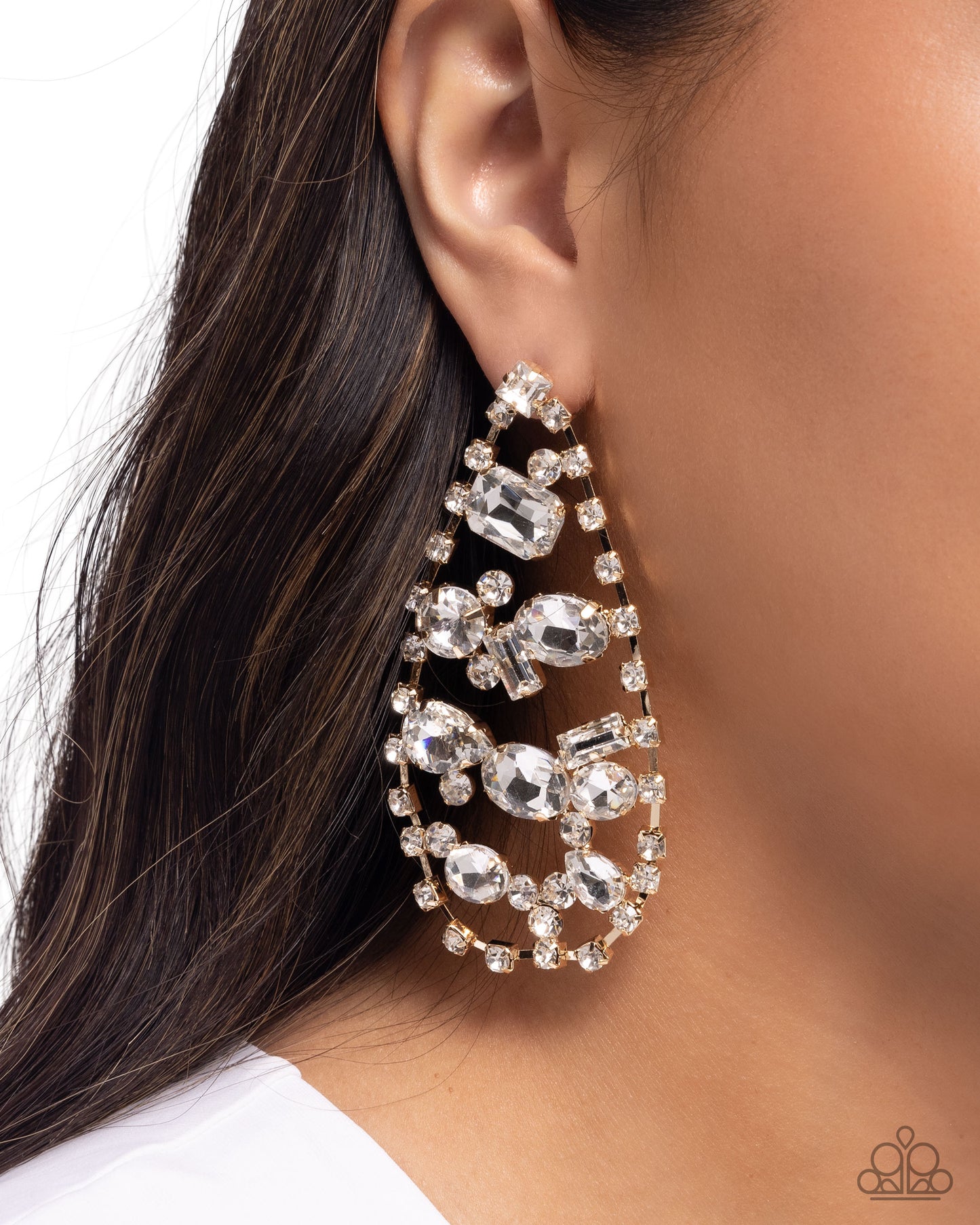 Giant Glitter - Gold - Paparazzi Earrings