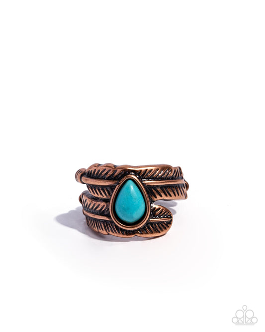 Feathered Feature - Copper - Paparazzi Ring