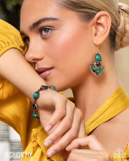 Heartfelt Horoscope - Green Necklace, Free-Spirited Feat - Green Bracelet and Expecting Green Earrings (3-Piece Set)