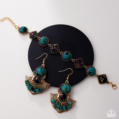 Heartfelt Horoscope - Green Necklace, Free-Spirited Feat - Green Bracelet and Expecting Green Earrings (3-Piece Set)