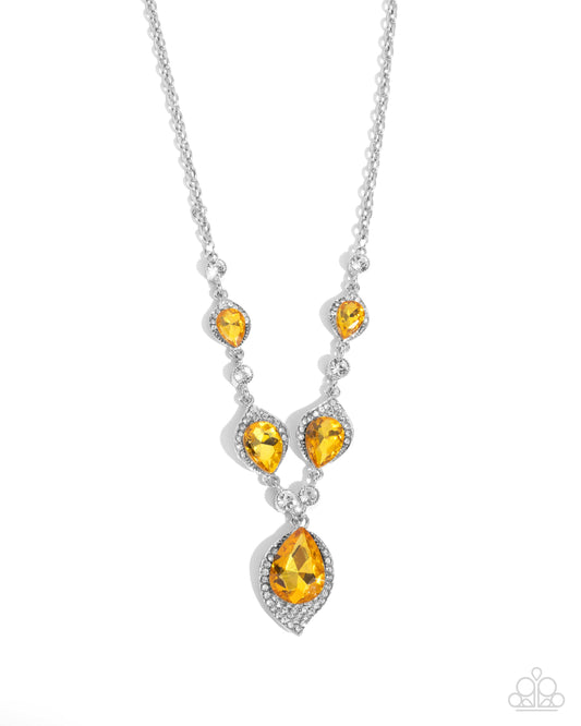 SPADES of Shimmer - Yellow - Paparazzi Necklace and Bouquet Bliss - Yellow Earrings (2-piece set)