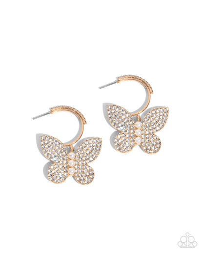 Butterfly Boundary - Gold - Paparazzi Earrings