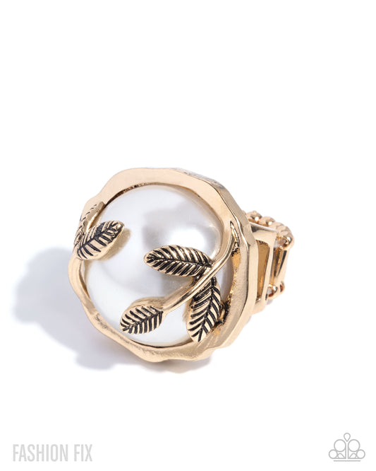 Tasteful Tea Party - Gold - Earrings and Tea Party Treasure - Gold - Paparazzi Ring