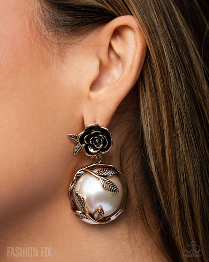 Tasteful Tea Party - Gold - Earrings and Tea Party Treasure - Gold - Paparazzi Ring