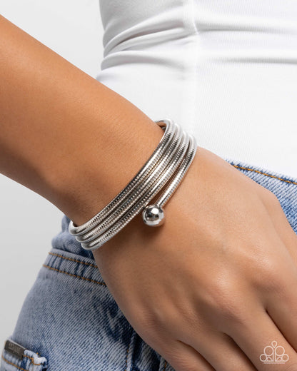 Calmly Coiled - Silver - Paparazzi Bracelet