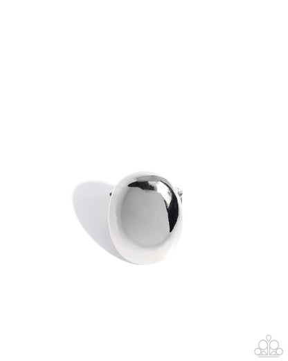 Omniscient Oval - Silver - Paparazzi Ring