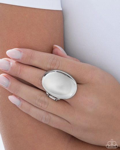 Omniscient Oval - Silver - Paparazzi Ring