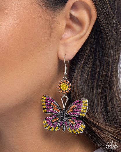 Fluttering Feature - Pink - Paparazzi Earrings