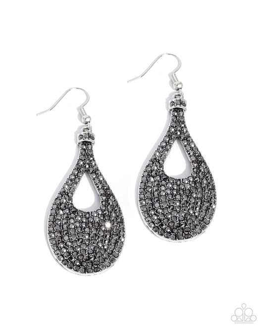 Teardrop Tremolo - Silver - Paparazzi Earrings