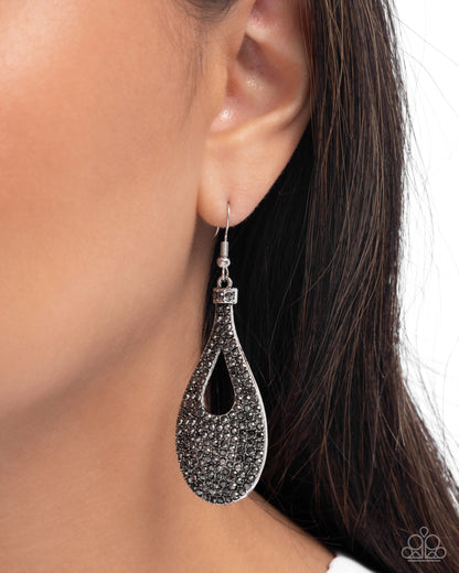 Teardrop Tremolo - Silver - Paparazzi Earrings