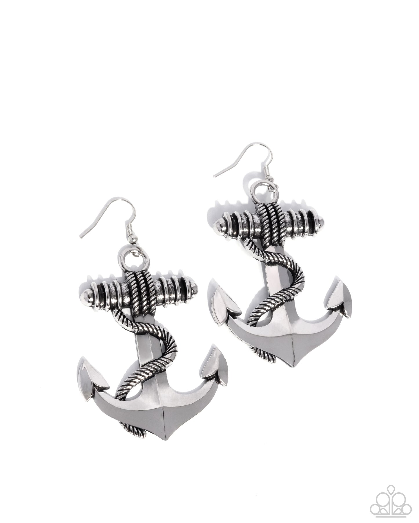 Adorable Anchor - Silver - Paparazzi Earrings