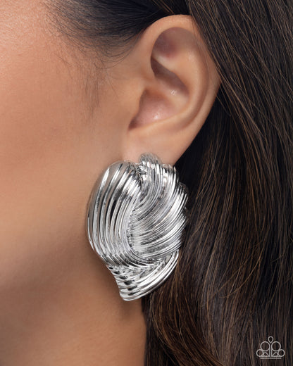 Carnivale Confidence - Silver - Paparazzi Earrings