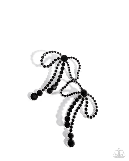 Black Tie Bow - Black - Paparazzi Earrings