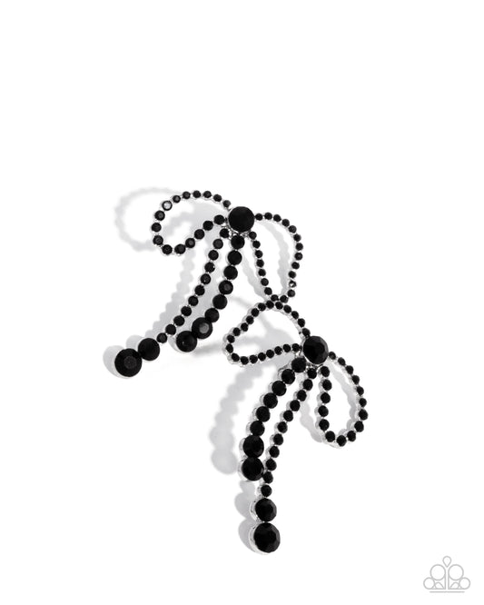Black Tie Bow - Black - Paparazzi Earrings
