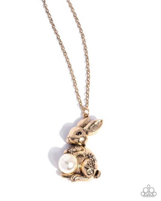 Easter Bunny - Gold - Paparazzi Necklace