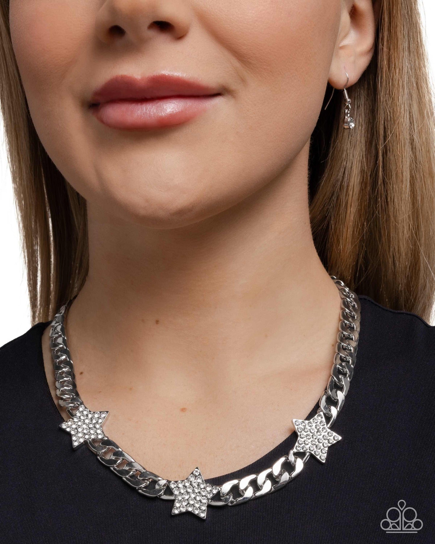 Uncle Sam Stars - White - Paparazzi Necklace