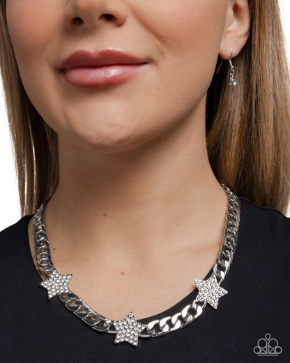 Uncle Sam Stars - White - Paparazzi Necklace