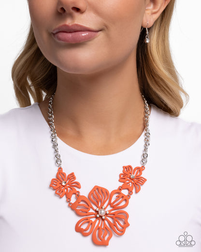 Floral Fandom - Orange - Paparazzi Necklace
