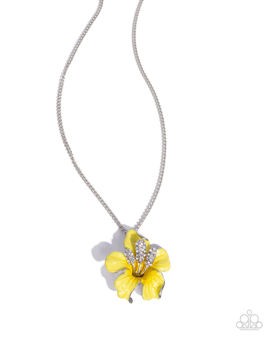 Floral Front - Yellow - Paparazzi Flower Necklace