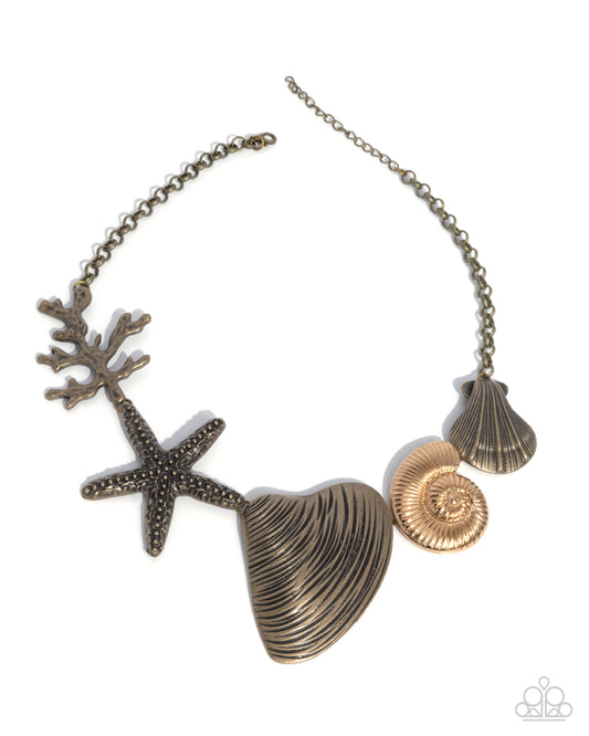 Along the Reef - Brass - Paparazzi Necklace