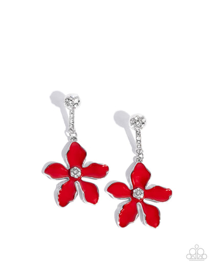 Floral Fleet - Red - Paparazzi Earrings