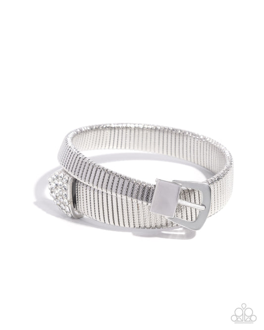 Belted Brilliance - White - Paparazzi Bracelet