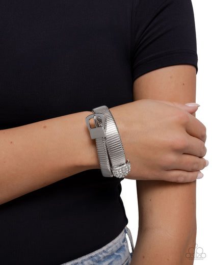 Belted Brilliance - White - Paparazzi Bracelet