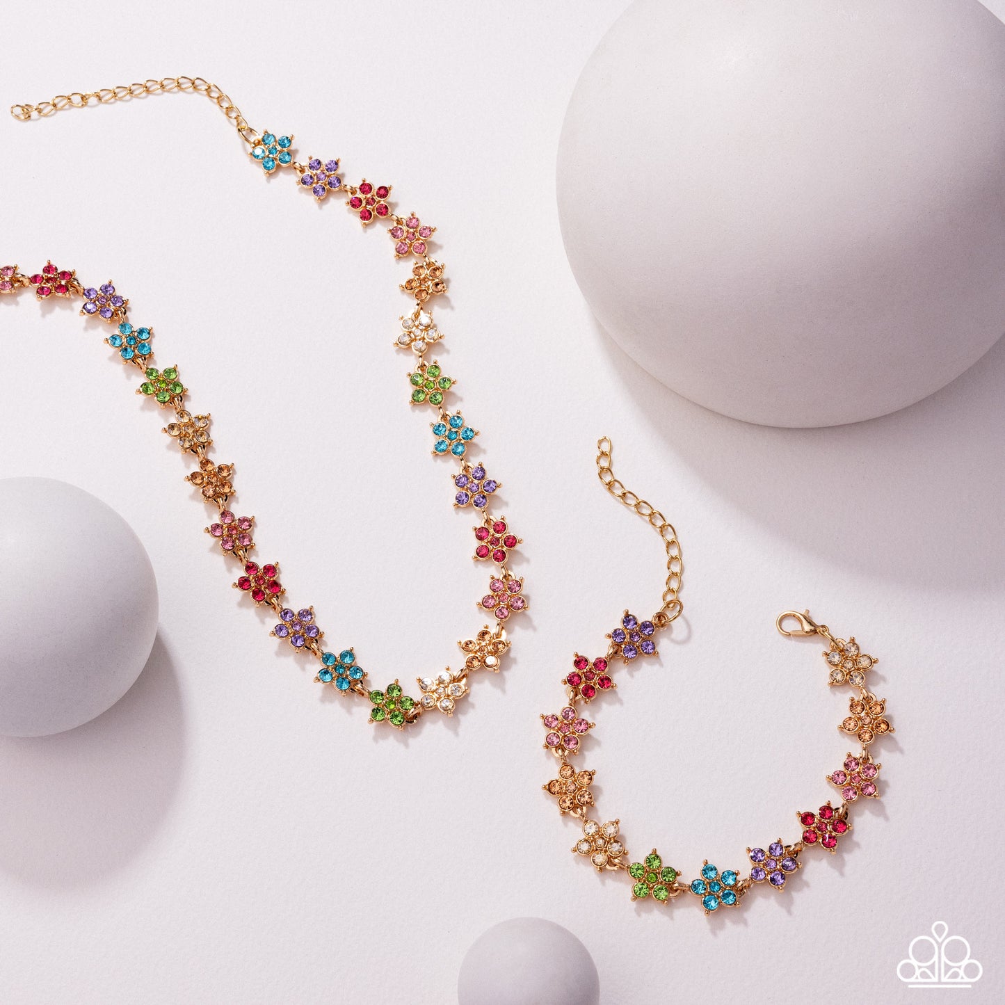 Floral Field Multi- Paparazzi Necklace and Floral Flatland Multi Bracelet (2-Piece Set)
