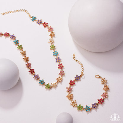 Floral Field Multi- Paparazzi Necklace and Floral Flatland Multi Bracelet (2-Piece Set)