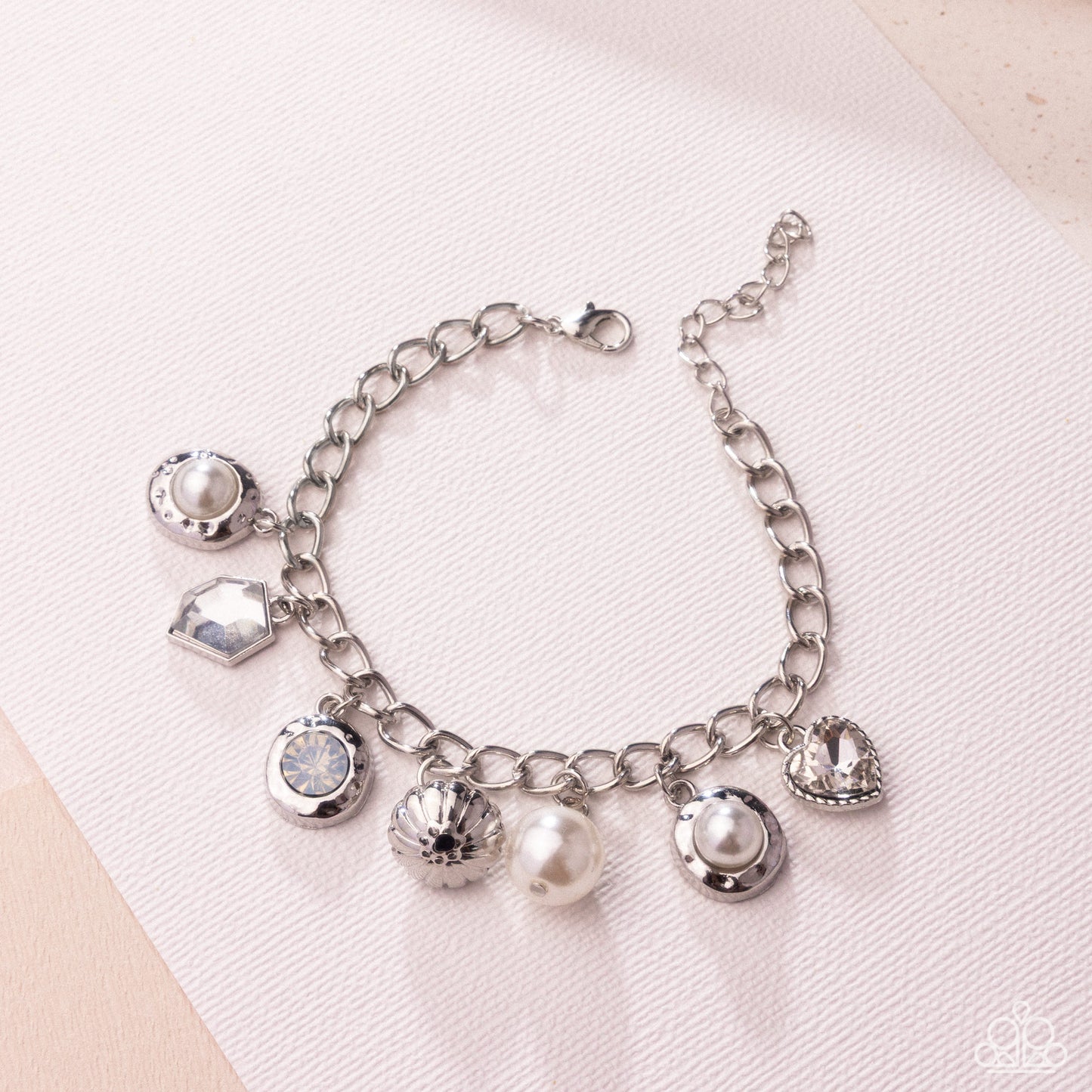 Easy Excellence - White - Paparazzi Charm Bracelet