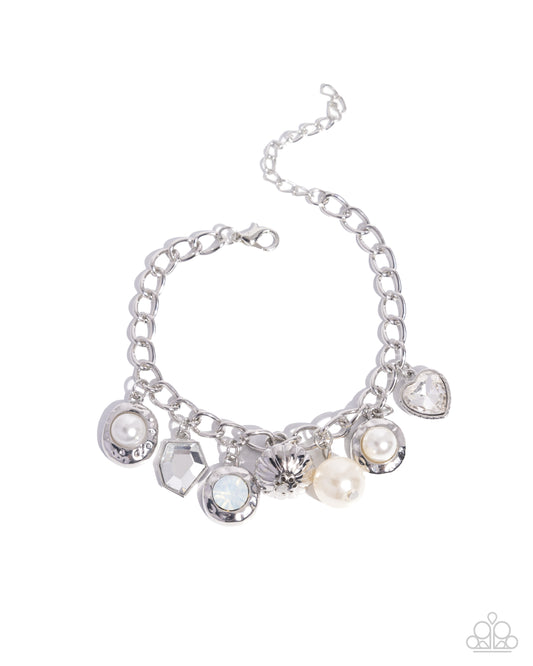Easy Excellence - White - Paparazzi Charm Bracelet