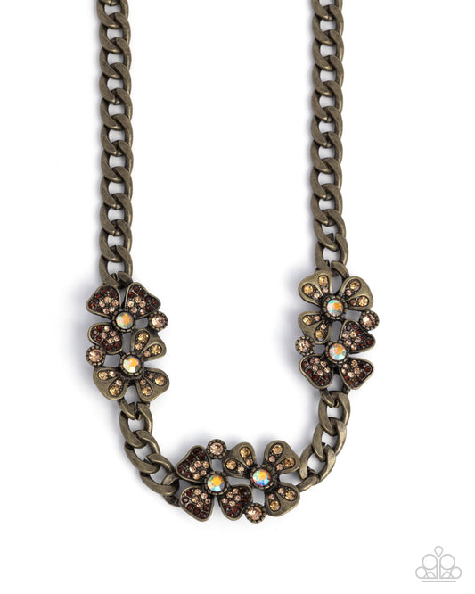 Fairy Florals - Brass - Paparazzi Necklace