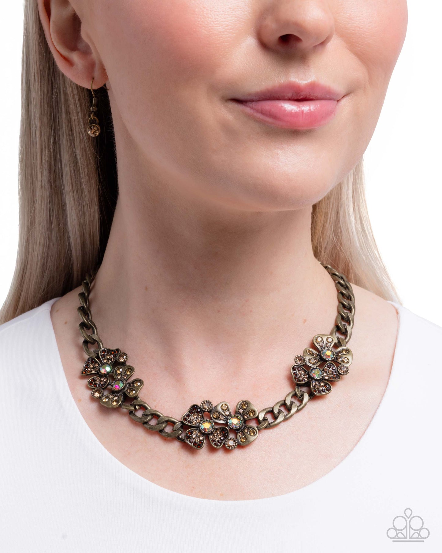 Fairy Florals - Brass - Paparazzi Necklace
