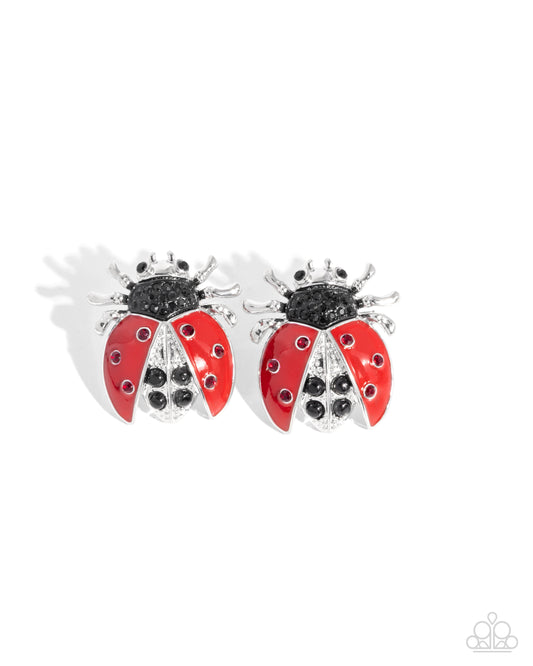 Lavish Ladybug - Red - Paparazzi Earrings