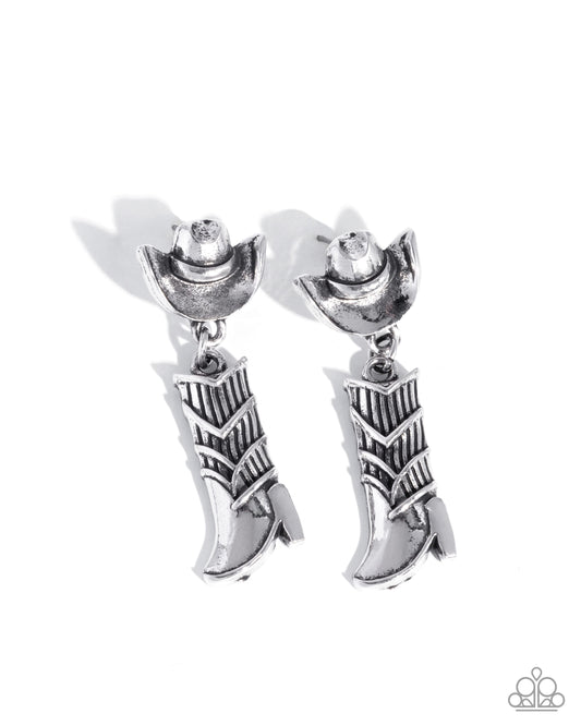 Boot Scootin Ballad - Silver - Paparazzi Earrings