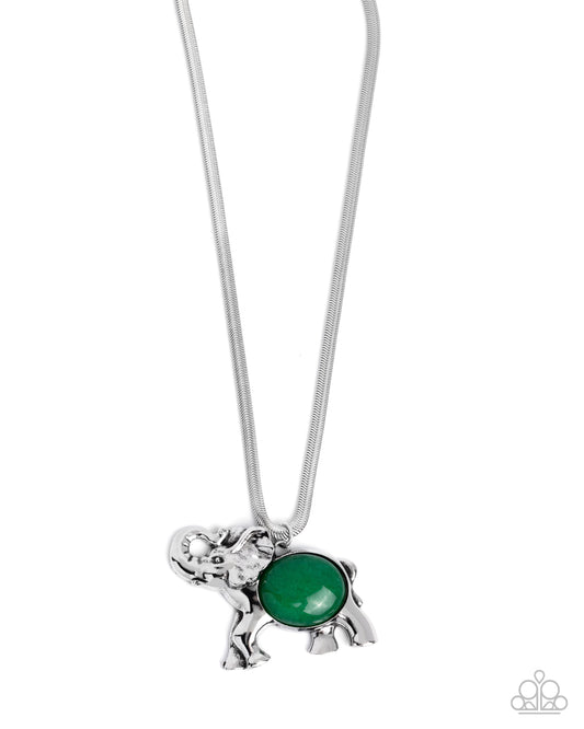 Empathetic Elephant - Green - Paparazzi Necklaces