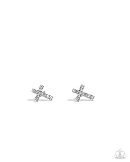 Sacred Shimmer - White - Paparazzi Earrings