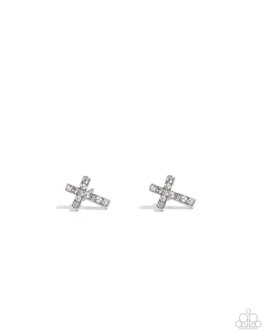 Sacred Shimmer - White - Paparazzi Earrings