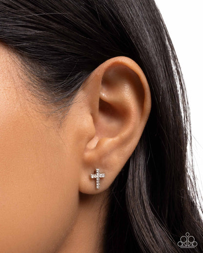 Sacred Shimmer - White - Paparazzi Earrings